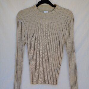 Cabi Ribbed Knit Fitted Long Sleeve Top (L)